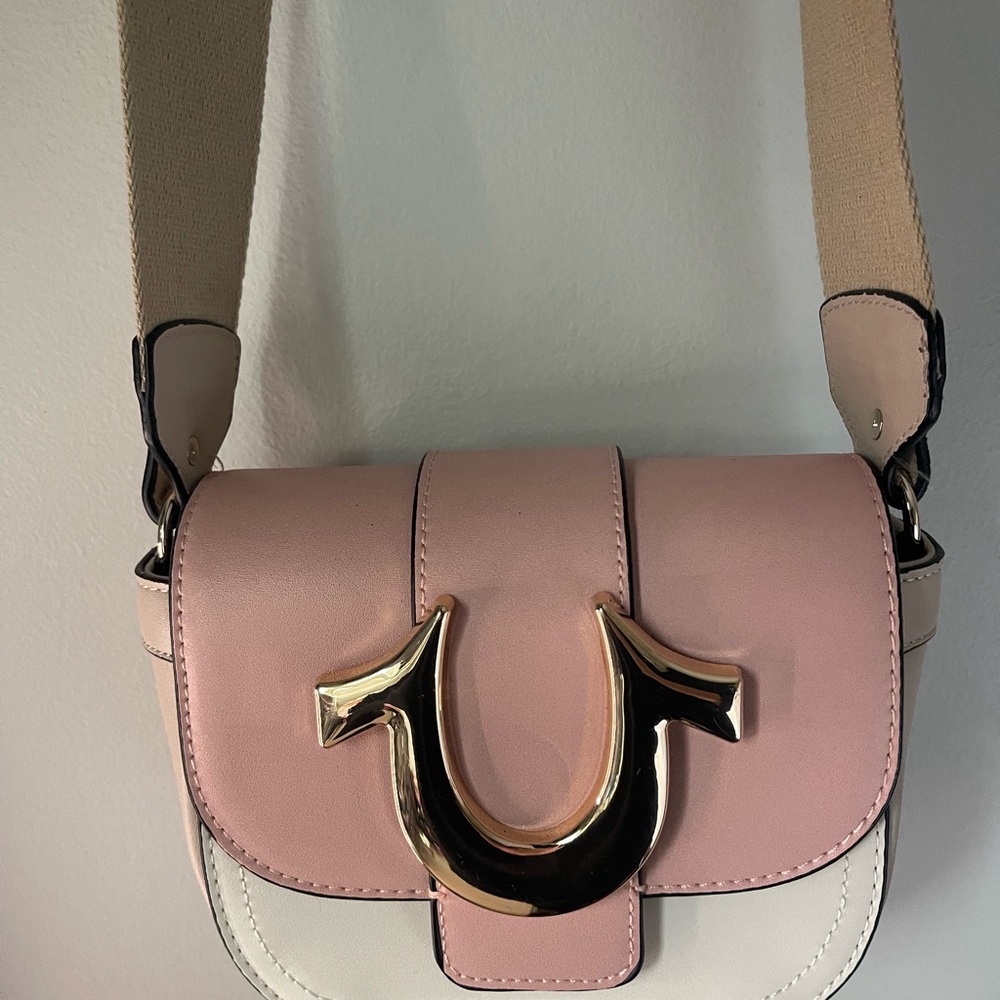 True Religion Pink and Cream Crossbody Bag